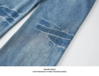 Retro Denim Pants Men's Jeans Loose Straight Casual Trousers Vintage Jeans Y2k Clothes Men's Pants Baggy Jeans Man  Four Seasons