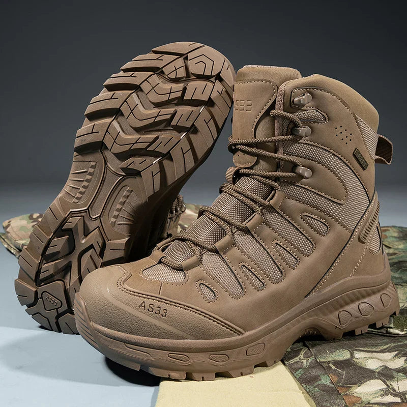 Men Tactical Boots Lace Up Brand Ankle Hiking Shoes Desert Work Boot Waterproof Size Plus Unisex Climbing Shoes