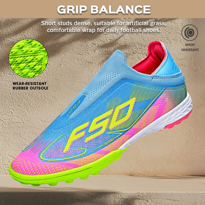 TF Football Shoes Kids Boys Girls PU Upper Durable Rubber Sole Anti-slip Wear-resistant Training Sneakers