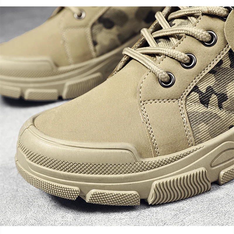 Military Boots Men Women Camouflage Khaki Black High-top Industrial Anti Skid Tactic Mechanic Work Climb Sports Sneaker