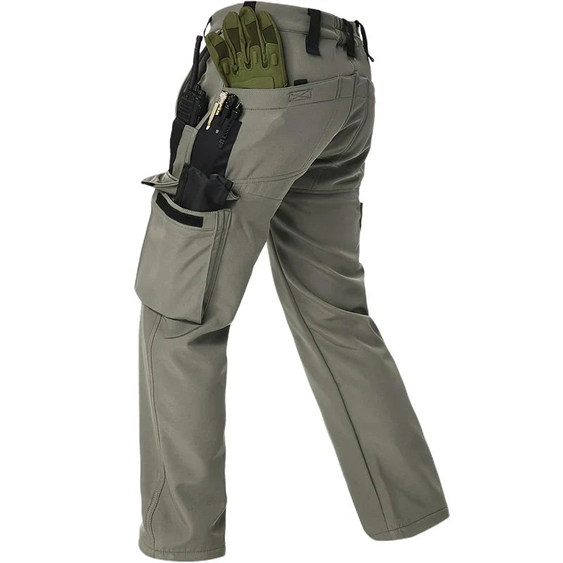 Winter Outdoor Work Sets Mens Field Training Jackets Multi-Pocket Fleece Cargo Pants Tactical Waterproof Camping Tracksuits Set