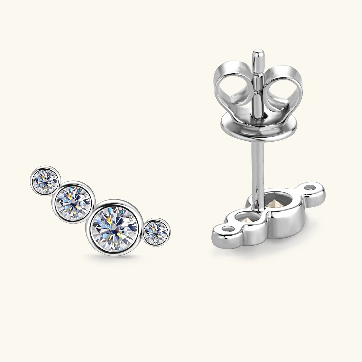 3mm Bezel Moissanite Earrings Original 925 Sterling Silver D Color Diamond Bubble Earrings Ear Stud for Women Fine Jewelry