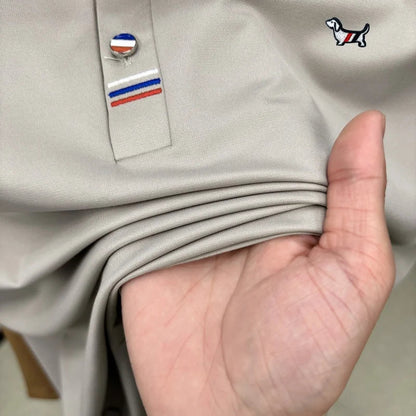 Hot Quality Man Short-Sleeved Polo Shirt Lapel Button Dog Embroidery Spring Casual Elegance T-Shirt Simple Business MensClothing
