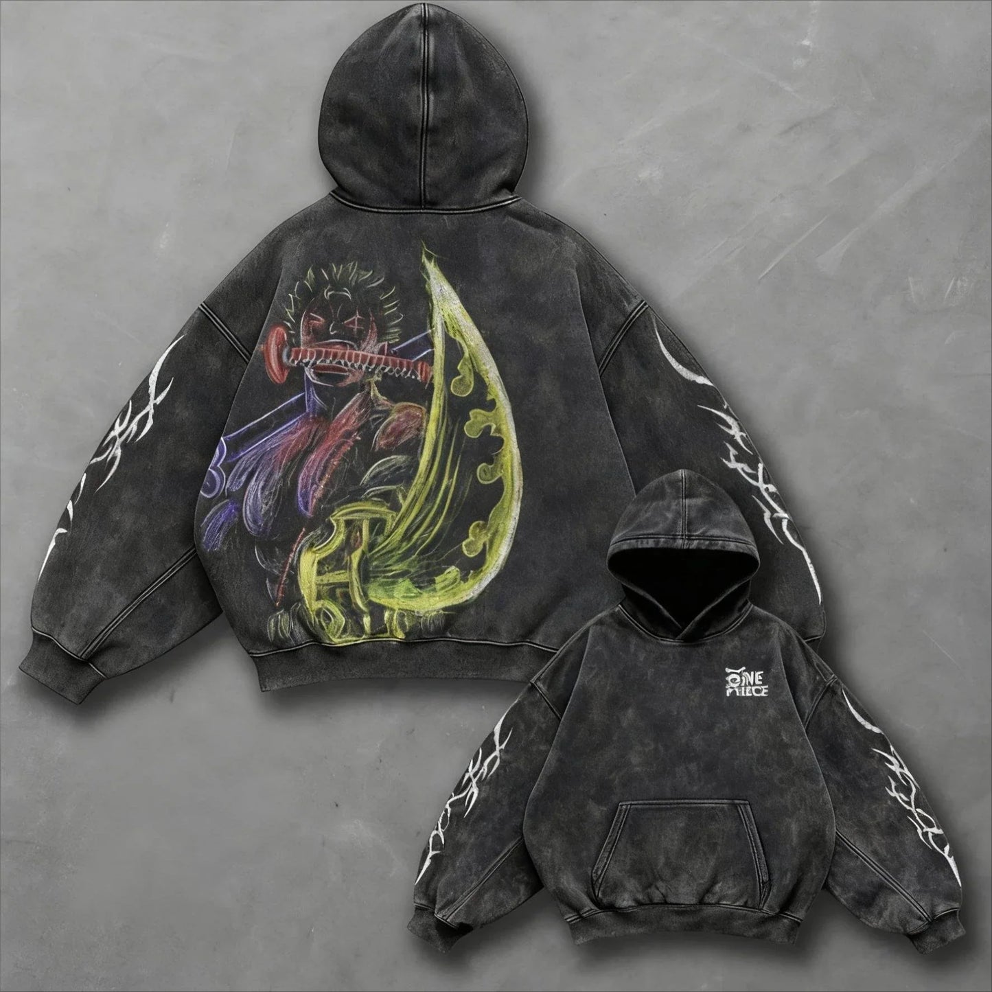 Autumn New One Piece Anime Print Vintage Hoodie Men Women Pullover Sweatshirt Oversized Wash Long Sleeve Top Harajuku Streetwear