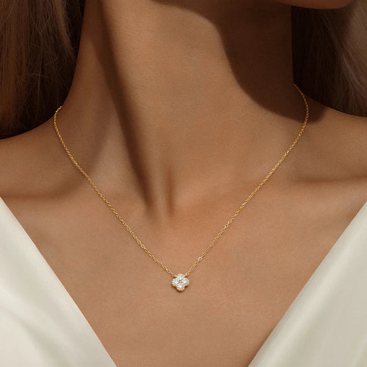 100% 925 Sterling Silver Turquoise Crystal Petal Patter Pendant Necklaces For Women Delicate Wedding Jewelry Collar Mujer