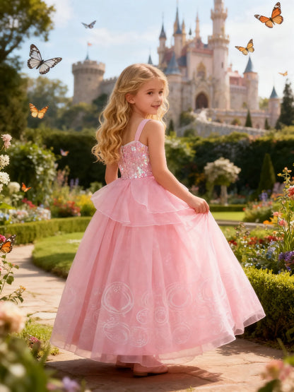 Children Pink Witch Dress Wicked Glinda Elphaba Clothes Cosplay Costume Girls Halloween Costume Kids Good Witch Princess Dresses