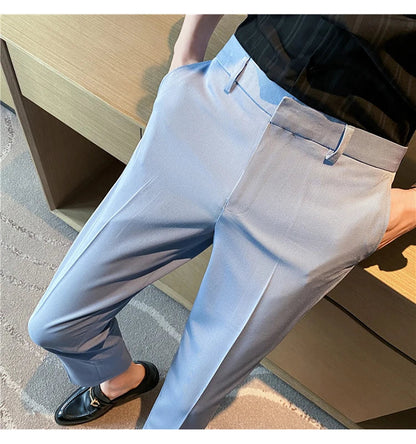 Men Solid Boutique Suits Pants Male Formal Wear Wedding Dress Trousers Quality Men British Style Business Casual Suit Pants 36