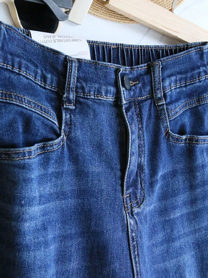 Casual Harem Jogger Jeans Elastic High Waist Denim Trousers