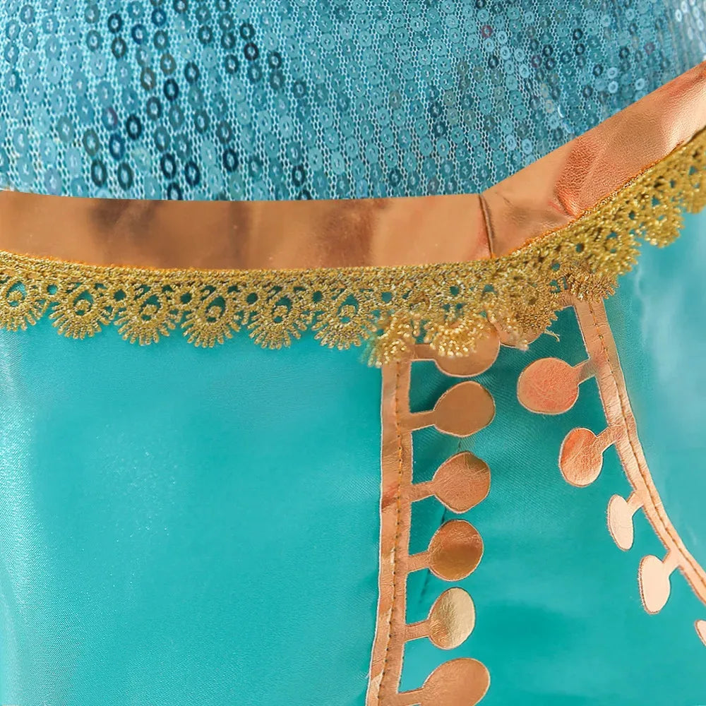 Jasmine Princess Dress for Kids Girls Cosplay Aladdin Magic Lamp Costume Halloween Kids Birthday Carnival Ball Vestidos Outfits