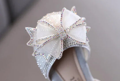 2025 Summer Girls Flat Princess Sandals Fashion Sequins Bow Rhinestone Baby Shoes Kids Shoes For Party Wedding Party Sandals