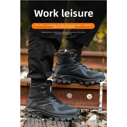 High Top Safety Shoes with Steel Toe Caps Anti-Smashing & Anti-Piercing Wear-Resistant Anti-Slip Labor Protection Footwear