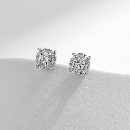 MODIAN D Color Moissanite Stud Earrings Round Cut Lab Created Diamond 925 Sterling Silver Silver Bridal Jewelry For Women Gifts
