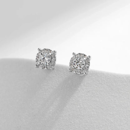 D Color Moissanite Stud Earrings Round Cut Lab Created Diamond 925 Sterling Silver Silver Bridal Jewelry For Women Gifts