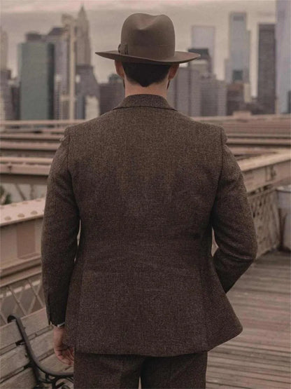 Italian Vintage Wool Bblend Men's suit 3pc Set Suit Jacket Vest Pants High Quality Men's Wool Suit Set Sports Casual Suit Coat