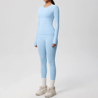 2 PCS Sportswear Yoga Set Gym Clothes Yoga Suits For Women Fitness Set Tracksuits Sports Long Sleeve Crop Top Gym Leggings