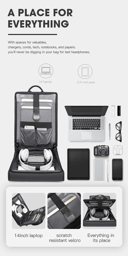 New Design Men Backpack Waterproof Fits for 14.1 inch Laptop Bag Teenager Travel Bag School Bag City Business Backpack Man
