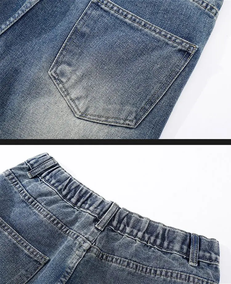 Cargo Jeans Men's Autumn New Vintage Fashion Straight Denim Trousers Casual Wide Personalized Male Clothing Pants Men Denim