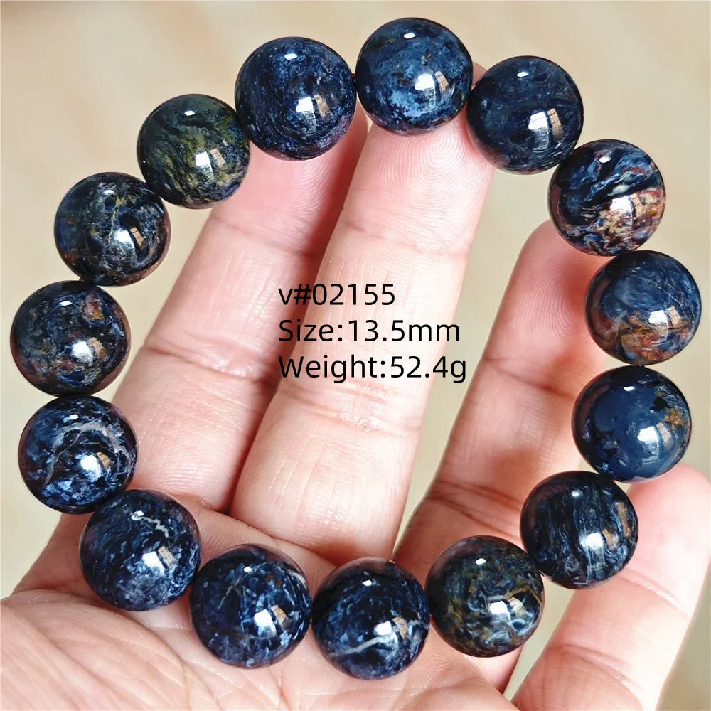 Natural Blue Pietersite Bracelet Women Men Beads Round Beads Chatoyant Cat Eye Fire Pietersite Namibia AAAAAA