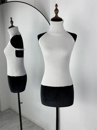 Trendix Hollow Out Sweater Sets For Women 2025 Fall New Long Sleeve Knitwear Shawl Suits Sexy Backless Knit Tank Top 2 Piece Set