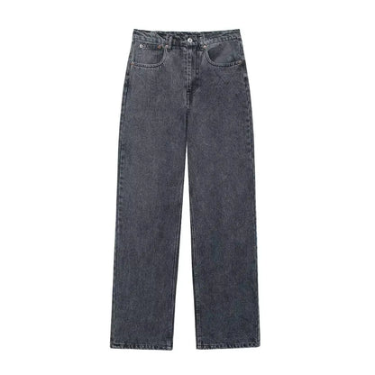 Women's Street Fashion Denim Blue Jeans Distressed Patchwork High Waist Zipper Fly Ripped Retro Long Pants