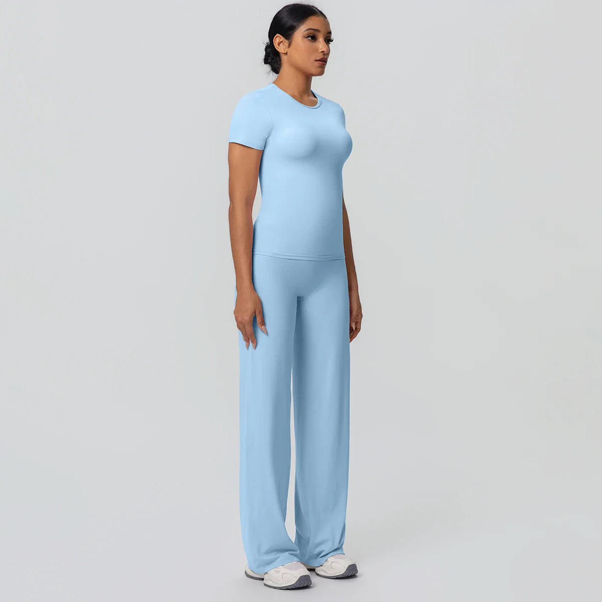 Fitness Sports Workout Yoga Set for Women Naked Feel Slim Casual Workout Top T-Shirt Quick Drying Push Up Running Pants Yoga Set