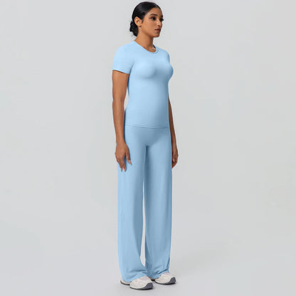 Fitness Sports Workout Yoga Set for Women Naked Feel Slim Casual Workout Top T-Shirt Quick Drying Push Up Running Pants Yoga Set