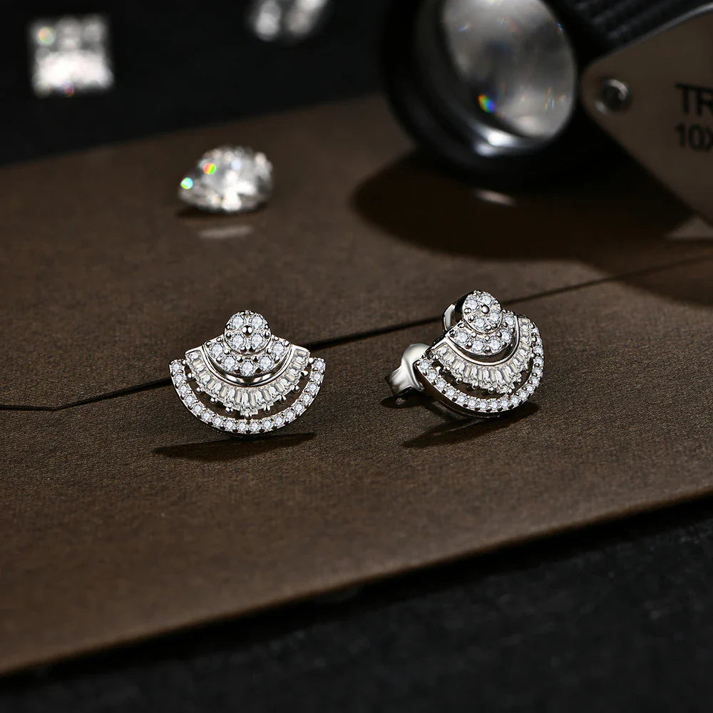 Luxury D VVS1 Color Moissanite Sector Earrings For Women Top Quality 100% 925 Sterling Silver Engagement Wedding Gift