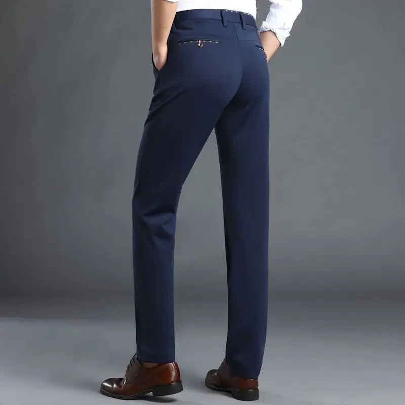 Men's Stretch Dress Pants Wrinkle Free, Slim Fit Business Trousers for Office, Spring Summer Lightweight Chino Slacks Black Blue