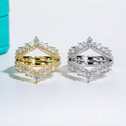 3mm D Color Moissanite Heart Shape Wedding Bands 18k Gold Plated 925 Sterling Silver Bridal Ring Set For Girls Jewelry