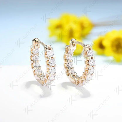 Moissanite Earrings for Women 18K 14K 10K Solid Gold White Gold 925 Silver Clip Hoop Square for Party Christmas Classic