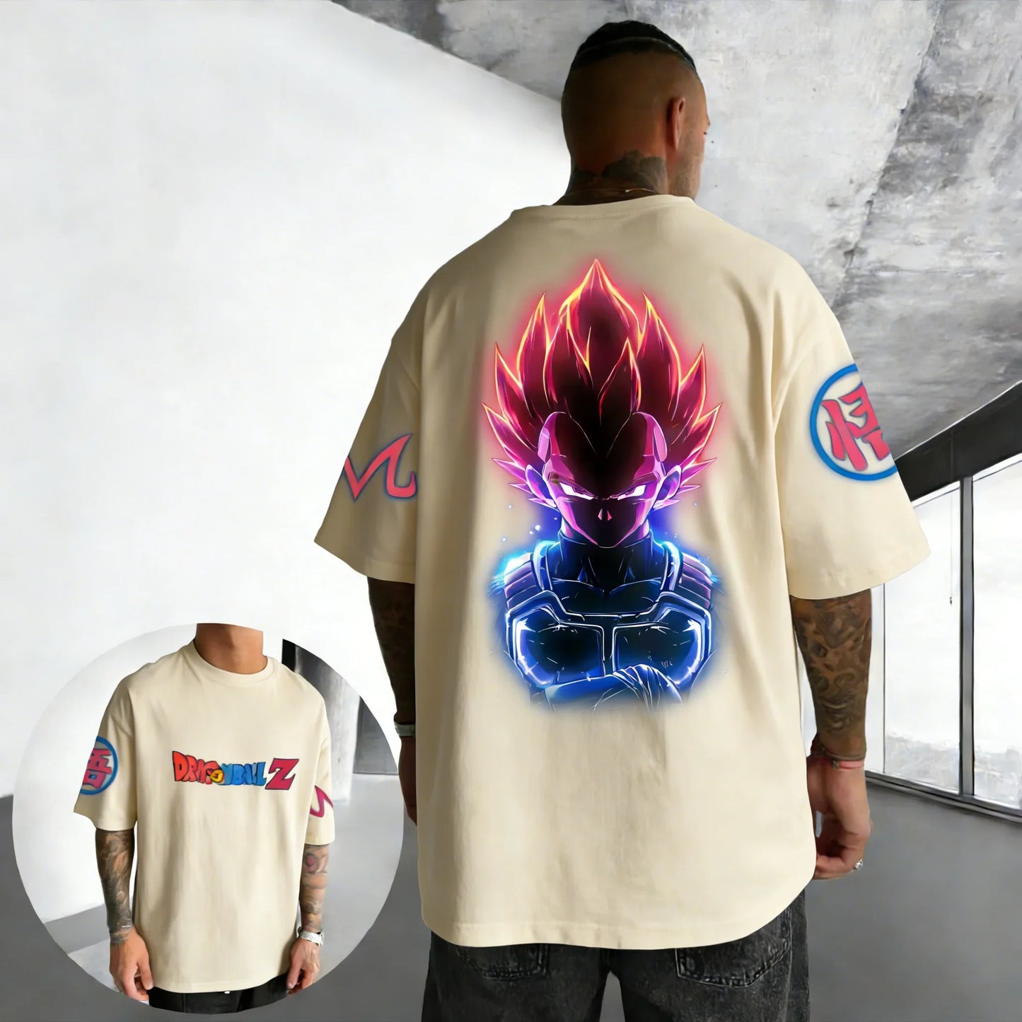 T-shirt Summer New Vegeta Print Men and Women Harajuku Loose Casual Parent-child Short Sleeved Shirt