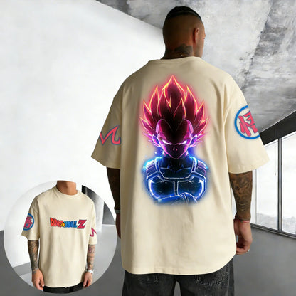 T-shirt Summer New Vegeta Print Men and Women Harajuku Loose Casual Parent-child Short Sleeved Shirt