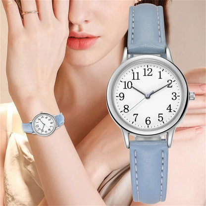 Women Quartz Fine Watch Easy To Read Arabic Numerals Simple-Dial