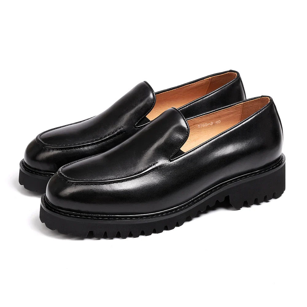 Fashionable Men Formal Shoes Genuine Leather Handmade High Heels Thick Shoes Classic Wedding Office Men's Formal Business Shoes