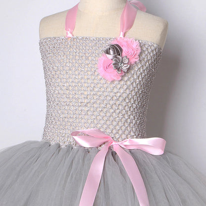 Pink Gray Mouse Tutu Dress for Baby Girls Grey Rat Costumes with Ears Bow Tie Tail Kids Animal Carnival Outfit Birthday Clothes