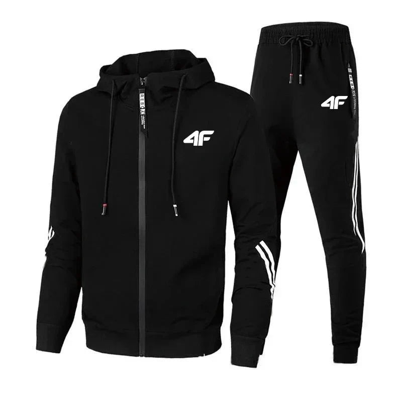 New zipper long-sleeved sportswear set for men, fashionable street style casual wear, soft and comfortable set