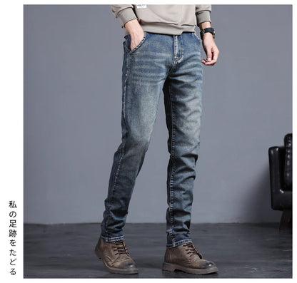 2026 Spring New Jeans Men's Slim Fit Straight Pants ClassicTrendy Retro Casual Long Pants Men's Korean Version Trousers