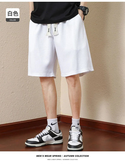 Men's Bermuda Shorts Loose Straight Barrel Beach Shorts Fashion Knitted