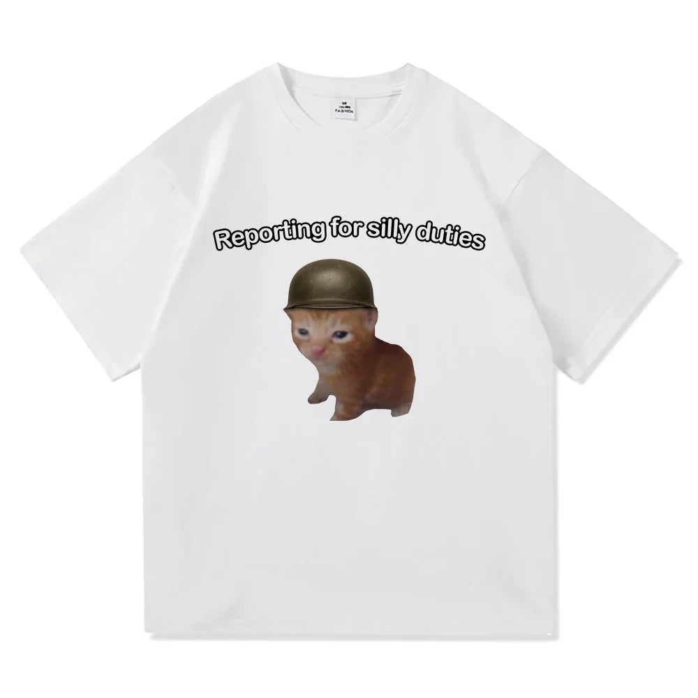Y2k Funny Cat Meme T Shirt I Do Not Think Therefore I Do Not Am Men_women Clothing Harajuku High Quality Tops Cotton Tshirts