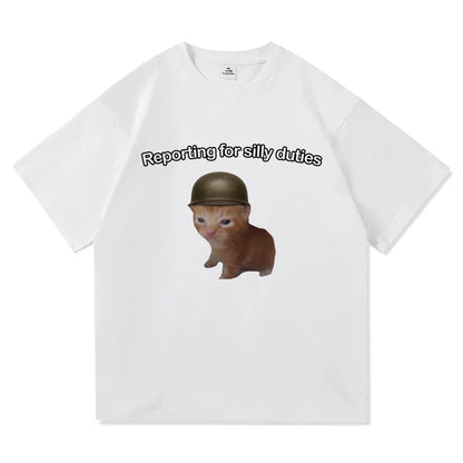 Y2k Funny Cat Meme T Shirt I Do Not Think Therefore I Do Not Am Men_women Clothing Harajuku High Quality Tops Cotton Tshirts