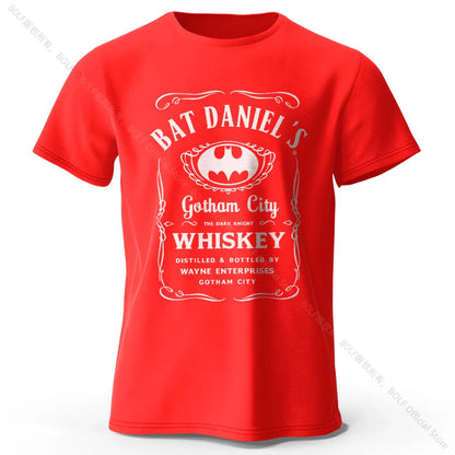 Gotham City Whiskey Printed 100% Cotton T-Shirt, Soft & Breathable Round Neck Short Sleeve Tee, Unisex Dark & Urban Style