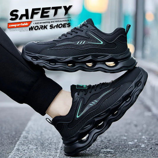 Men's safety shoes are super lightweight, breathable, comfortable, anti smashing, plastic toe protection and work shoes