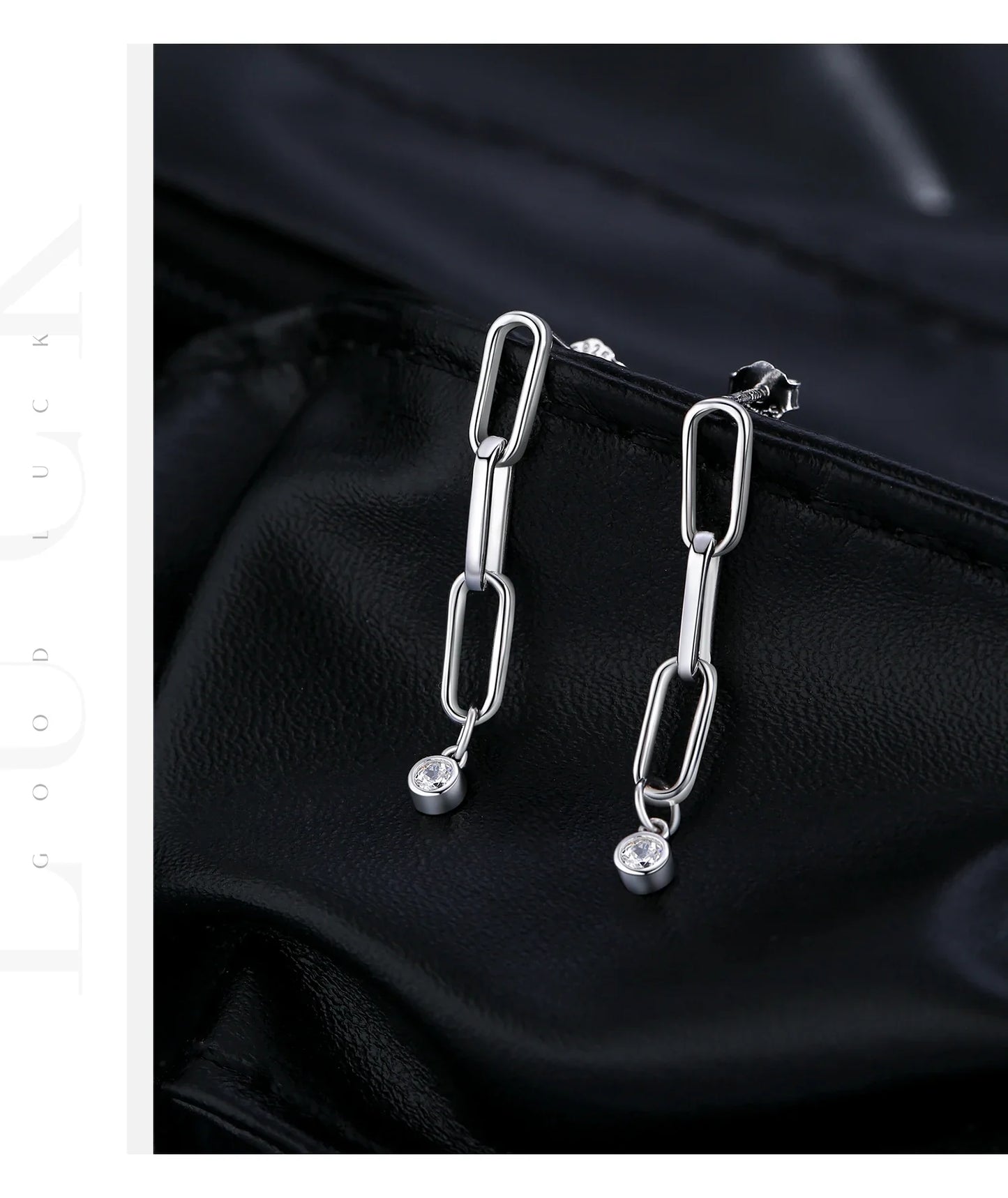 VVS1 Clarity D Color Moissanite Earrings 925 Sterling Silver Fashion Link Chain Stud Earrings For Women Fine Jewelry