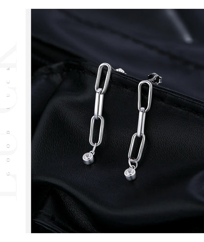 VVS1 Clarity D Color Moissanite Earrings 925 Sterling Silver Fashion Link Chain Stud Earrings For Women Fine Jewelry