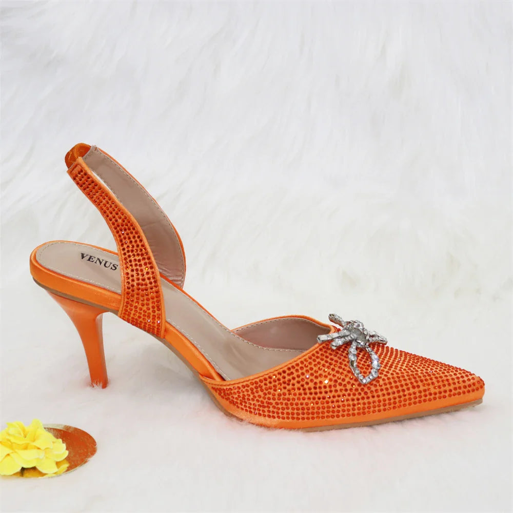 Fashionable Party Shoes and Bags Nigerian Women’s Party Suit Medium Heel Pointed Toe Women’s Shoes and Same Color Bags