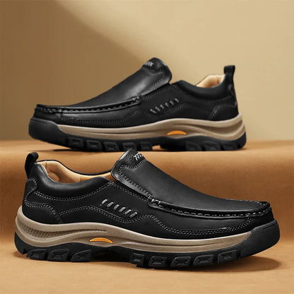 Men's Hand-Stitched Fashion Loafers, Solid Color Low-Top Casual Shoes, Simple Trendy Slip-On Sneakers, Men's Shoes for All Seasons, Daily Office Business Shoes, Large Size Men's Shoes