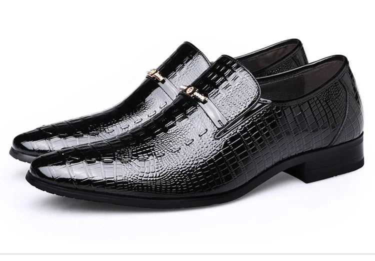 Classic Dress Shoes for Men Leather Shoes PU Crocodile Business Casual Formal Sneakers Plus Size Office Wedding Party Oxfords