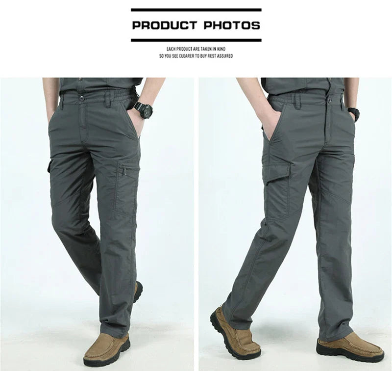 Summer Quick Dry Pants Men Tactical Cargo Trousers Outdoor Work Waterproof Cargo Trousers Multi-pocket Wear-Resistant Train Pant