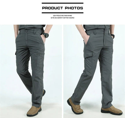 Summer Quick Dry Pants Men Tactical Cargo Trousers Outdoor Work Waterproof Cargo Trousers Multi-pocket Wear-Resistant Train Pant