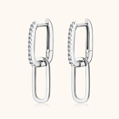Moissanite Paperclip Link Earrings for Women Silver 925 Real 1.4mm D Color Diamond Huggie Hoop Earrings 2023 Trend Jewelry